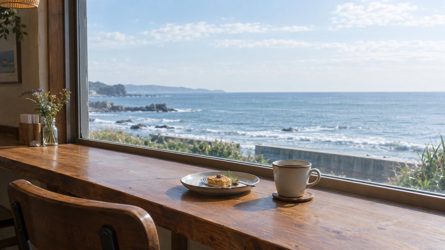 海を見ながら食事ができる店内のイメージ